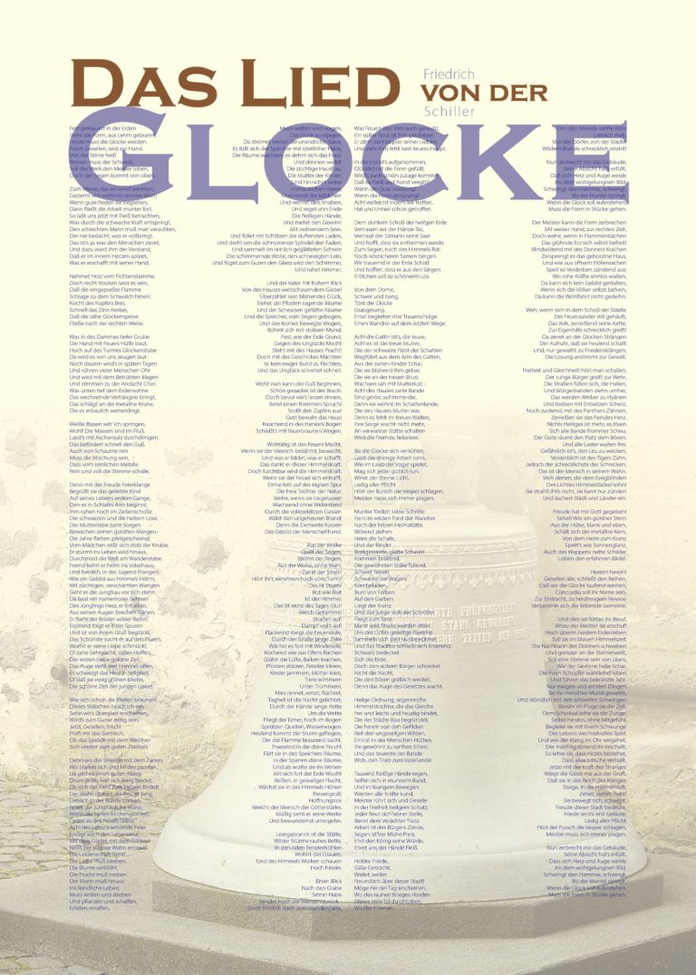 Poster "Das Lied von der Glocke" von Friedrich Schiller. Der komplette Text ansprechend grafisch gestaltet. 