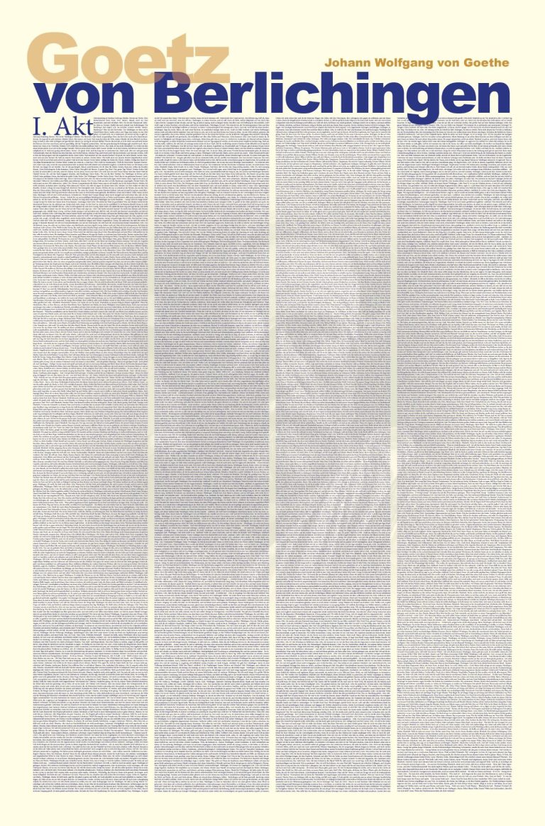 Poster "Götz von Berlichingen" von Johann Wolfgang von Goethe. Der komplette Text ansprechend grafisch gestaltet. 