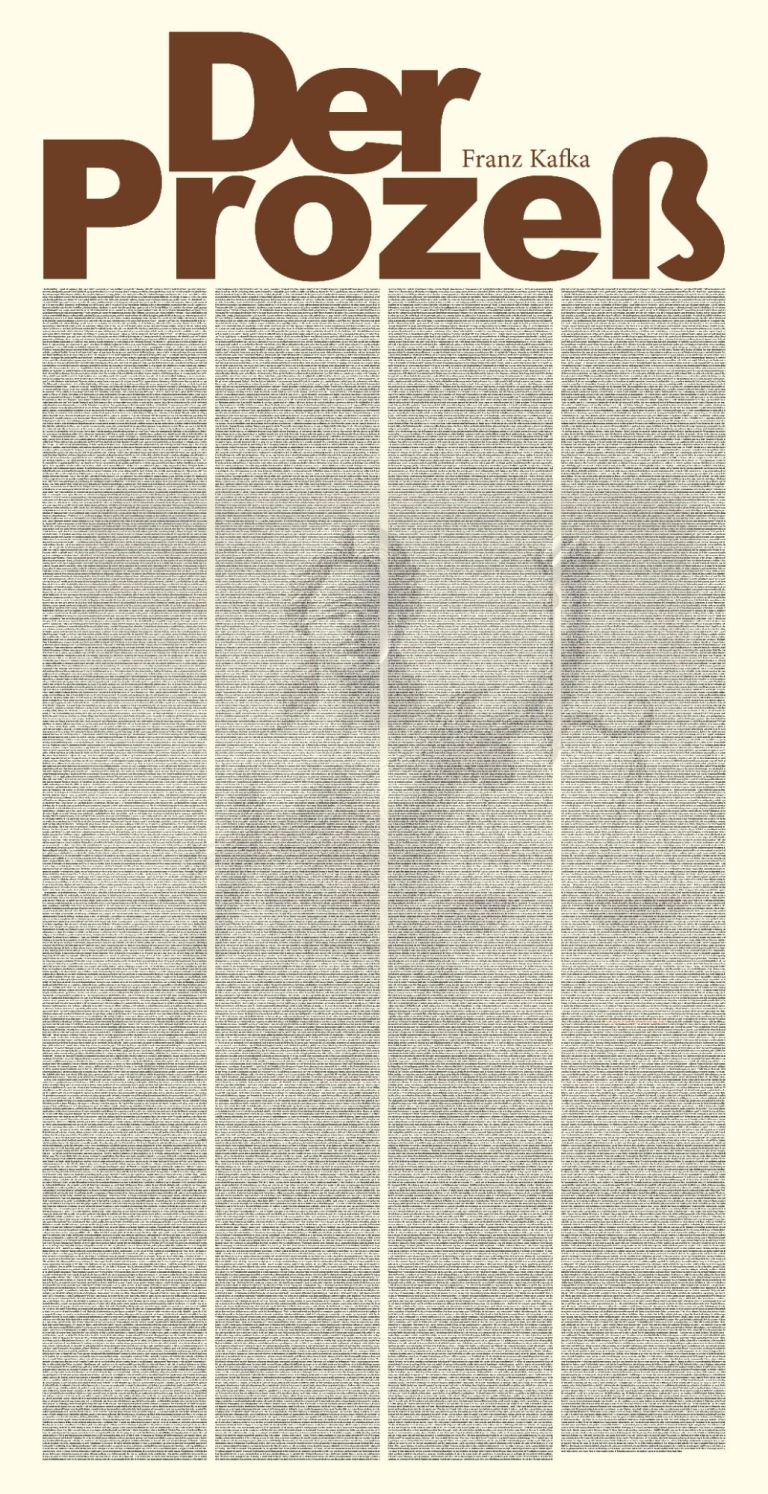 Poster "Der Prozess" von Franz Kafka. Der komplette Text ansprechend grafisch gestaltet. Posterformat 72x140 cm.