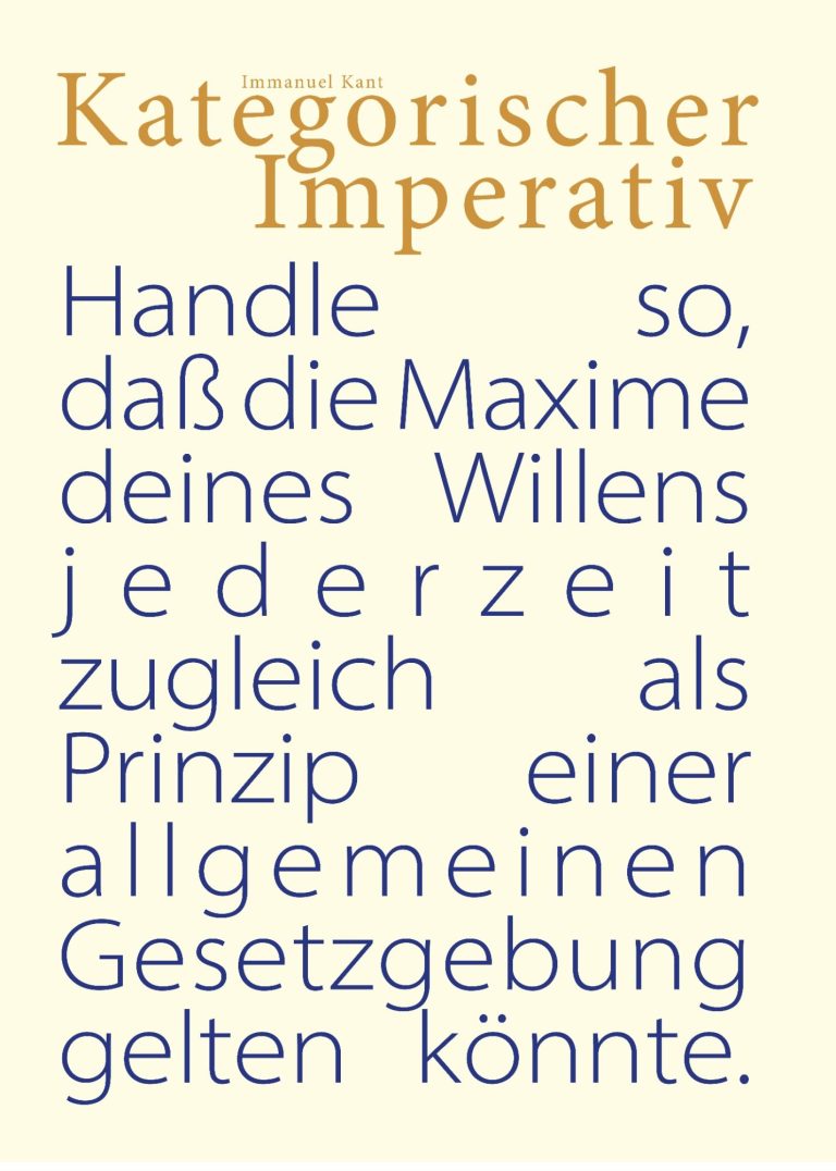 Poster "Kategorischer Imperativ" von Immanuel Kant. Der komplette Text ansprechend grafisch gestaltet. 