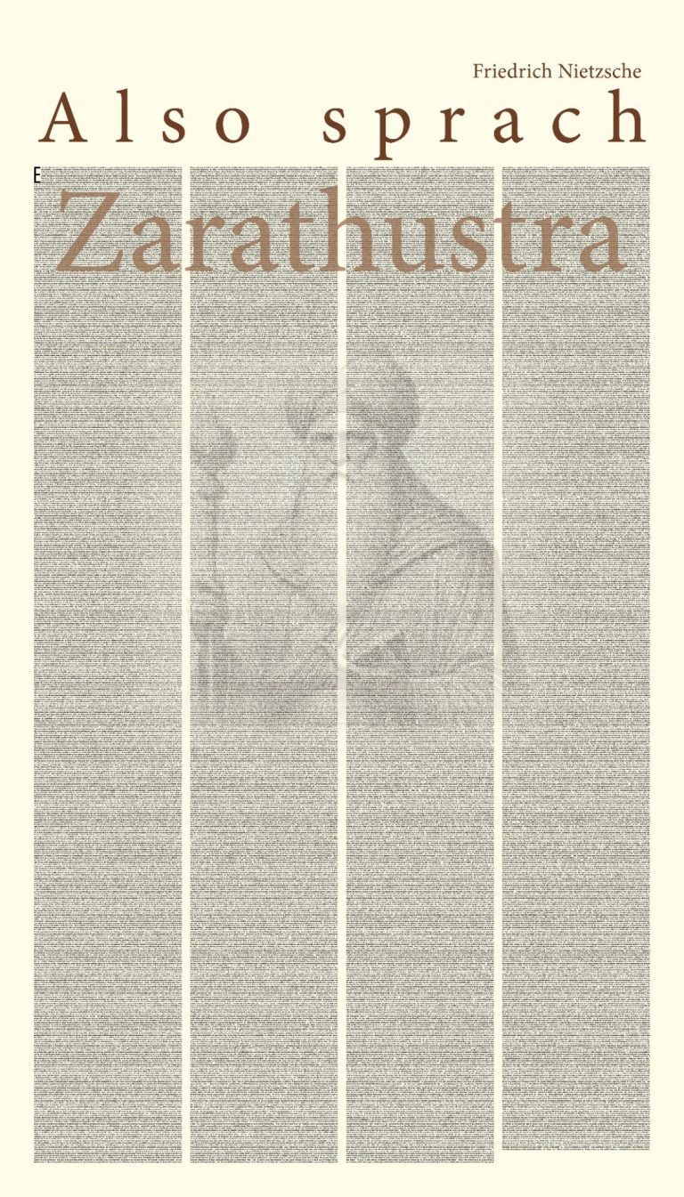 Poster "Und also sprach Zaratusthra" vonFriedrich Nietzsche. Der komplette Text ansprechend grafisch gestaltet. 