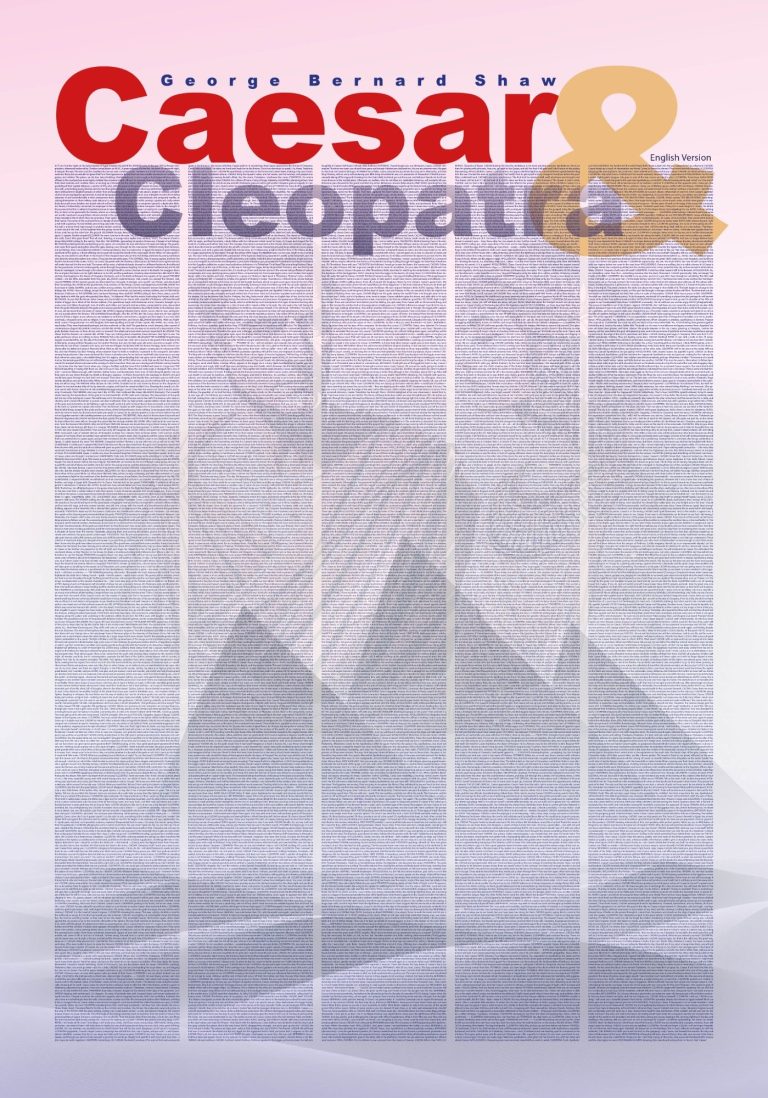 Poster "Caesar & Cleoatra" von von G. B. Shaw. Der komplette Text (in englisch) ansprechend grafisch gestaltet.