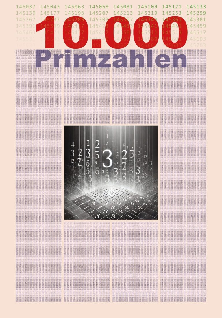 Poster mit den ersten 10.000 Primzahlen ab der Zahl 2 grafisch ansprechend gestaltet!