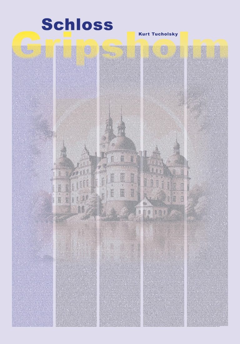 Poster "Schloss Gripsholm" von Kurt Tucholsky. Der komplette Text ansprechend grafisch gestaltet. 