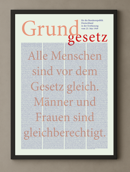 Grundgesetz der BR Deutschland, Männer und Frauen sind gleichberechtigt. Poster 50x70 cm Grundgesetz der BR Deutschland. Hervorhebung: Männer und Frauen sind gleichberechtigt.