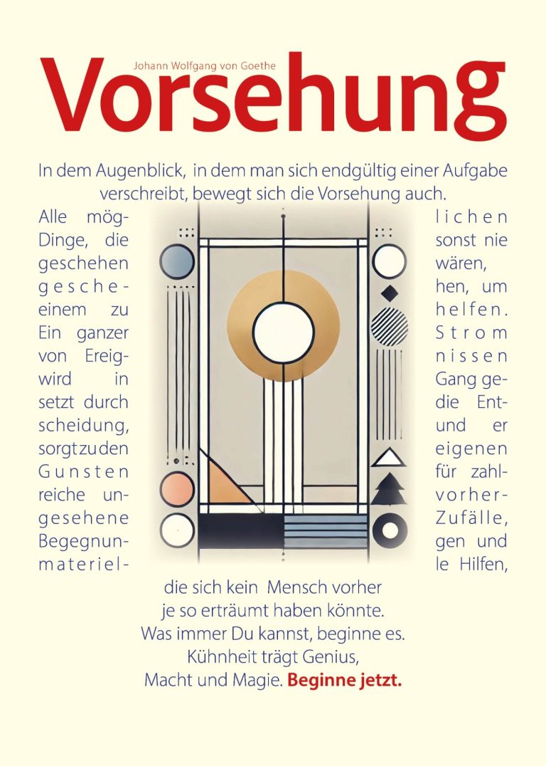 Poster "Vorsehung" von Johann Wolfgang von Goethe. Der komplette Text ansprechend grafisch modern gestaltet. Posterformat 50x70 cm.